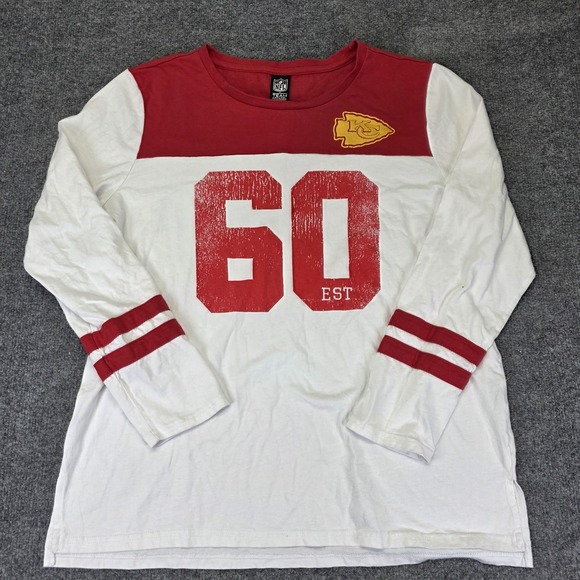 NFL Team Apparel Tops - Kansas City Chiefs Women's Long Sleeve T Shirt XL NFL Team Apparel White/Red